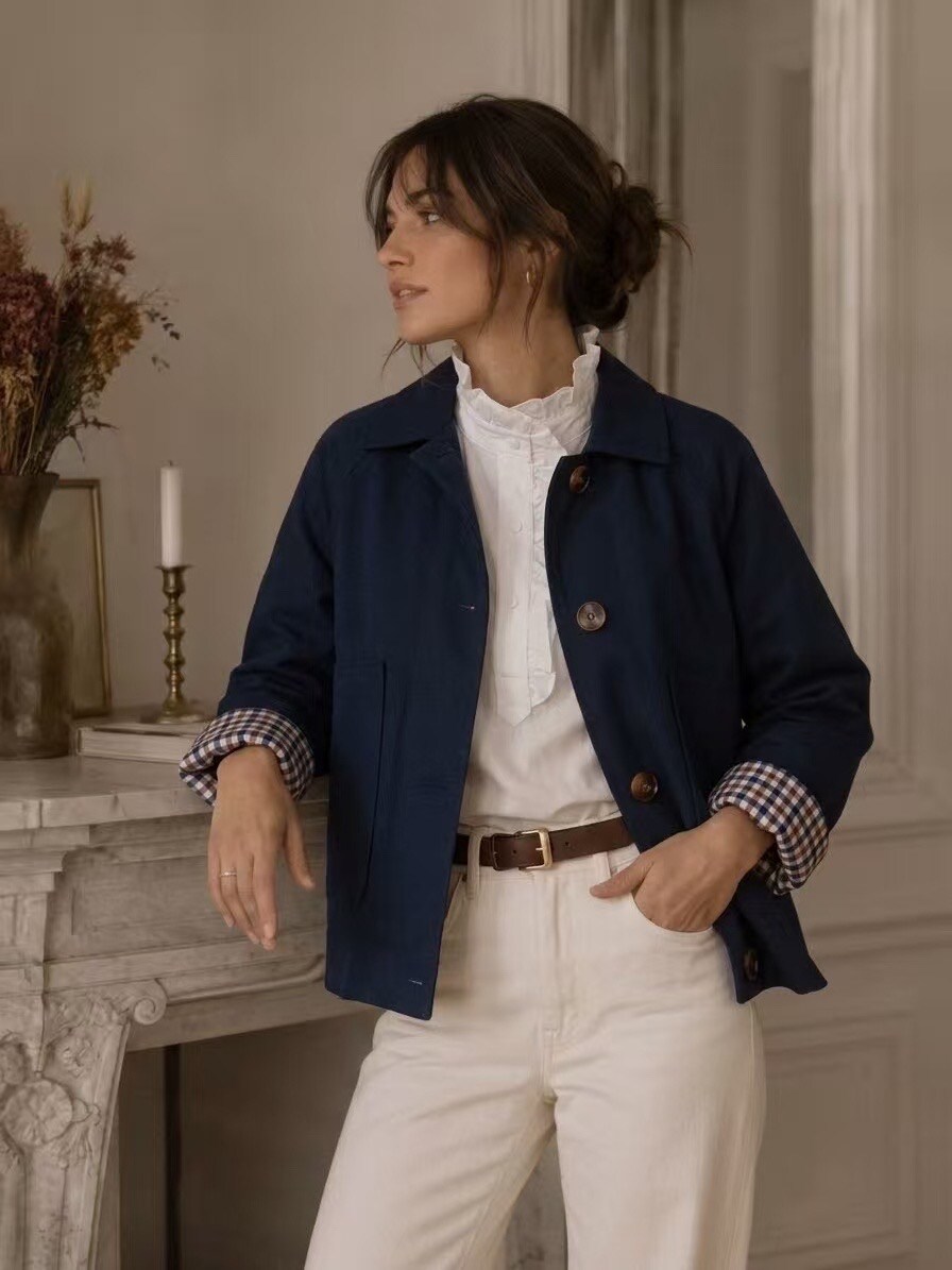 Trench court femme en 100% coton