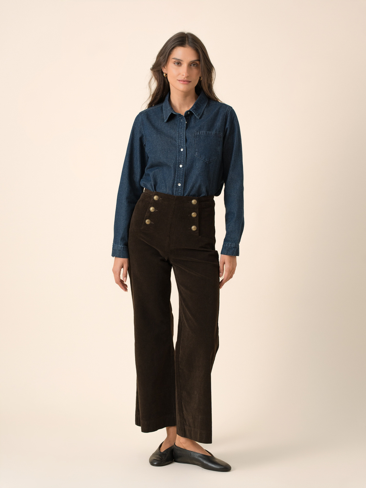 Pantalon velours Victorine femme en 98% coton, 2% élasthanne